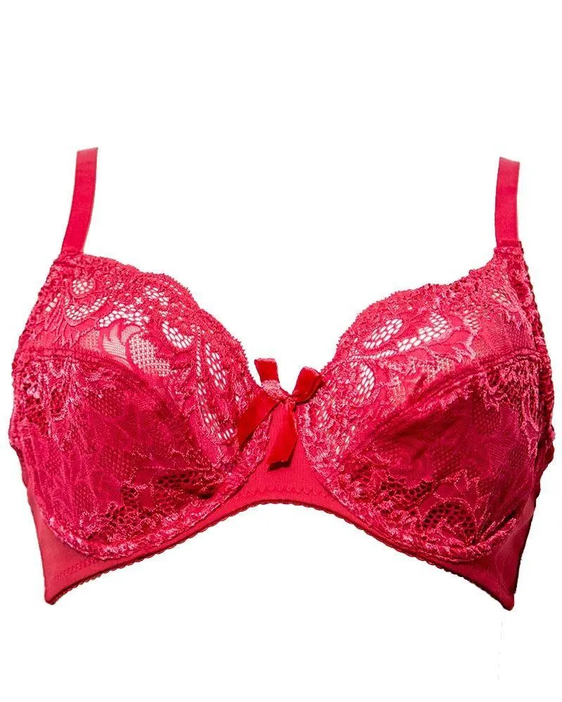 Red Bridal Bra , Non Padded - Under Wired Bra - Yadaili
