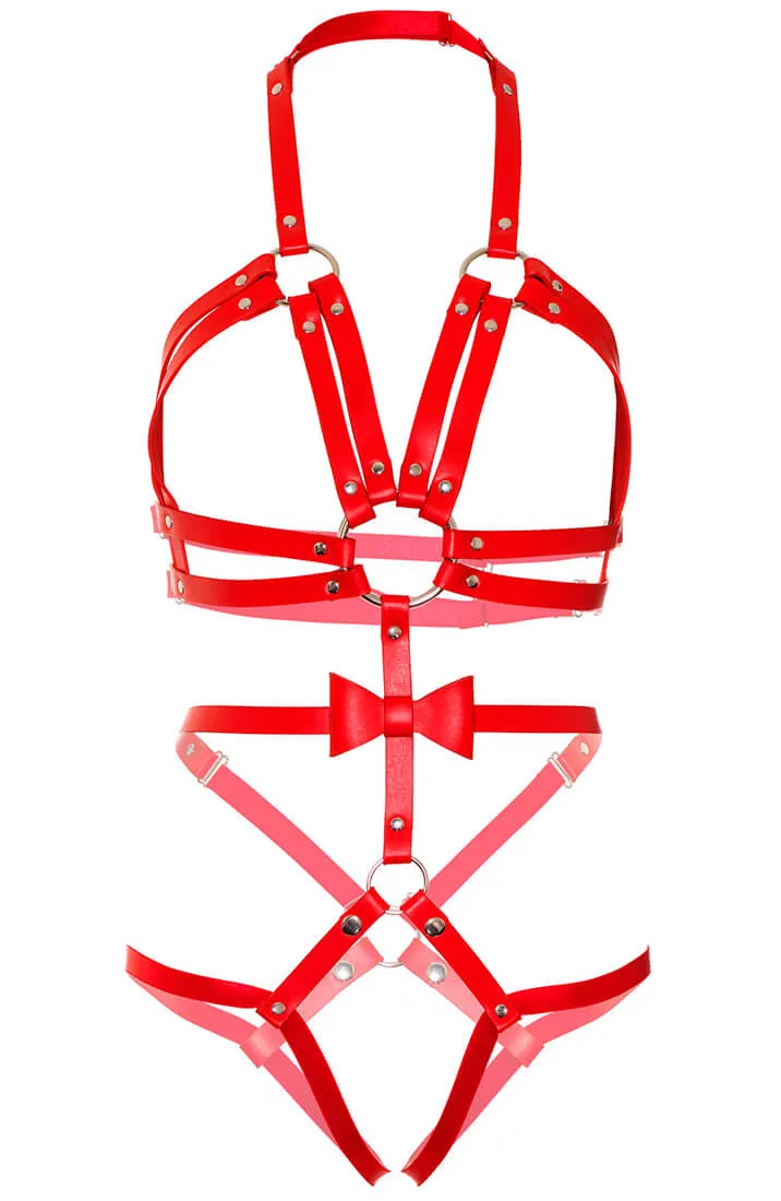 Red faux leather body harness - Better Than Your Ex