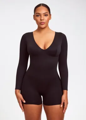 SculptingBodysuit Long Sleeve Plunge Shorts