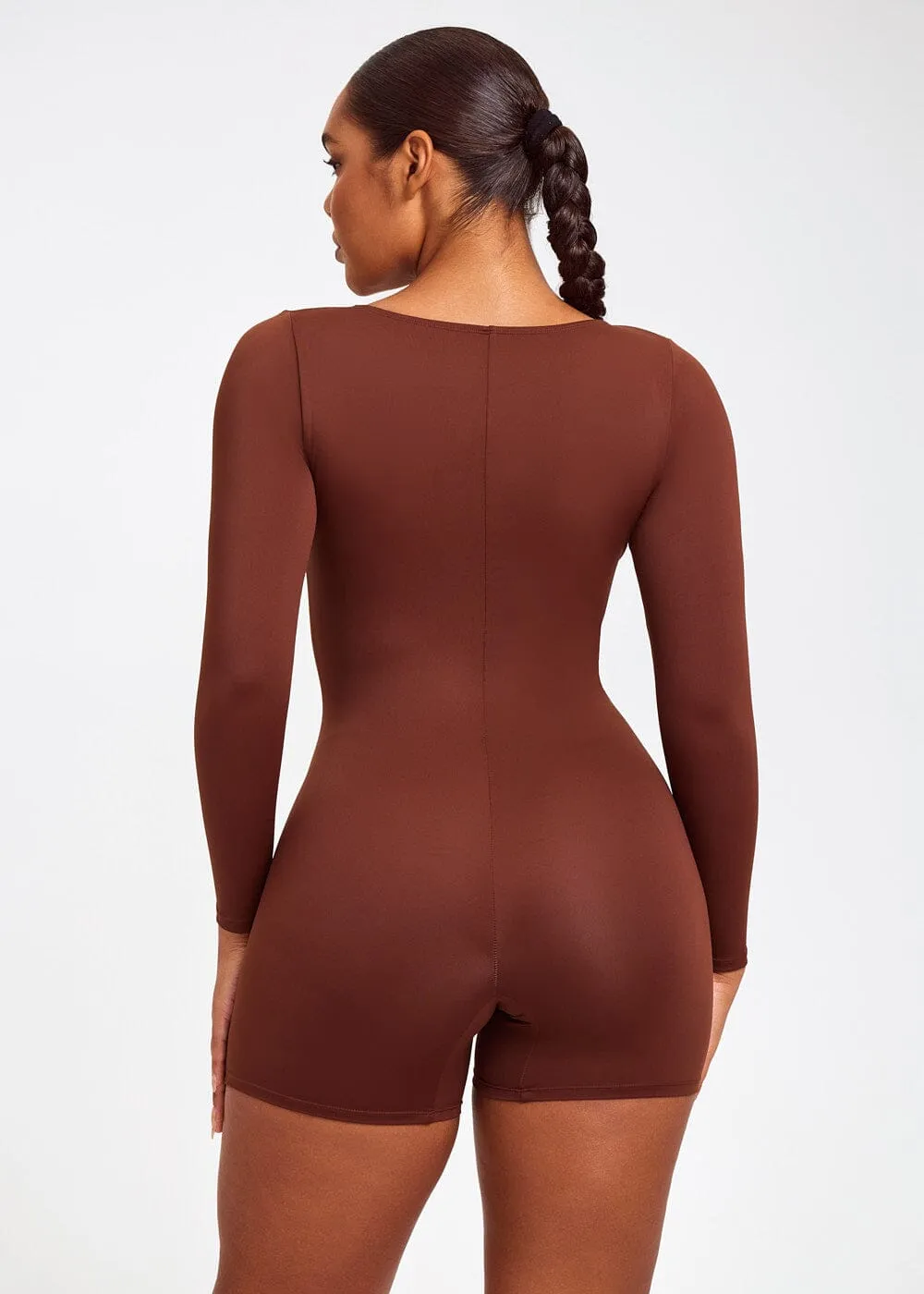 SculptingBodysuit Long Sleeve Plunge Shorts