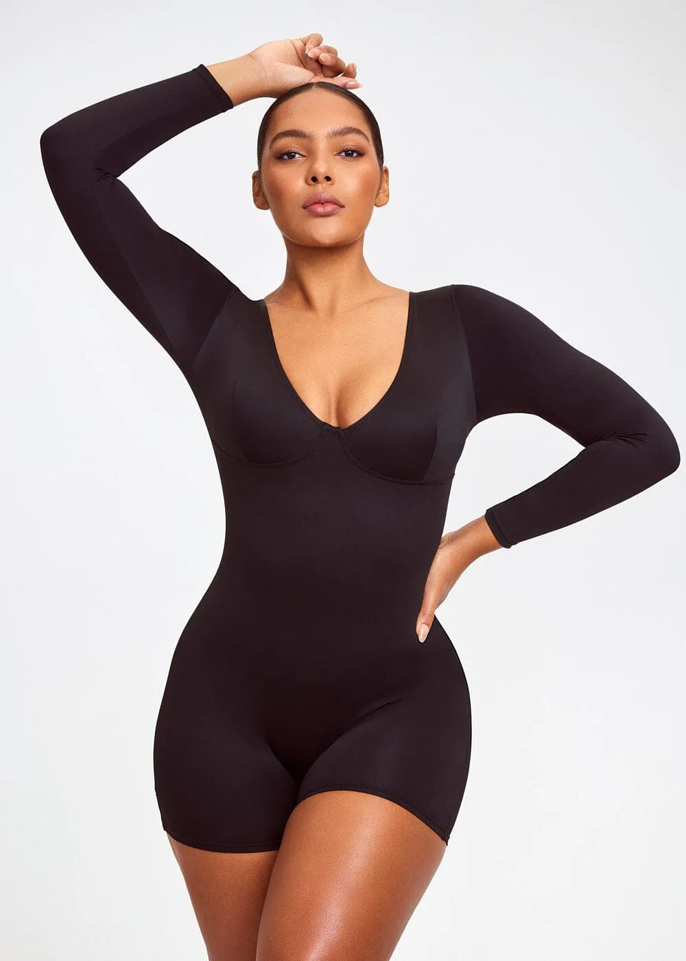 SculptingBodysuit Long Sleeve Plunge Shorts