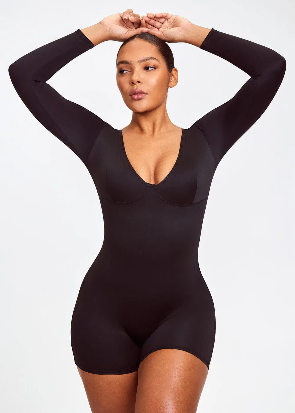 SculptingBodysuit Long Sleeve Plunge Shorts