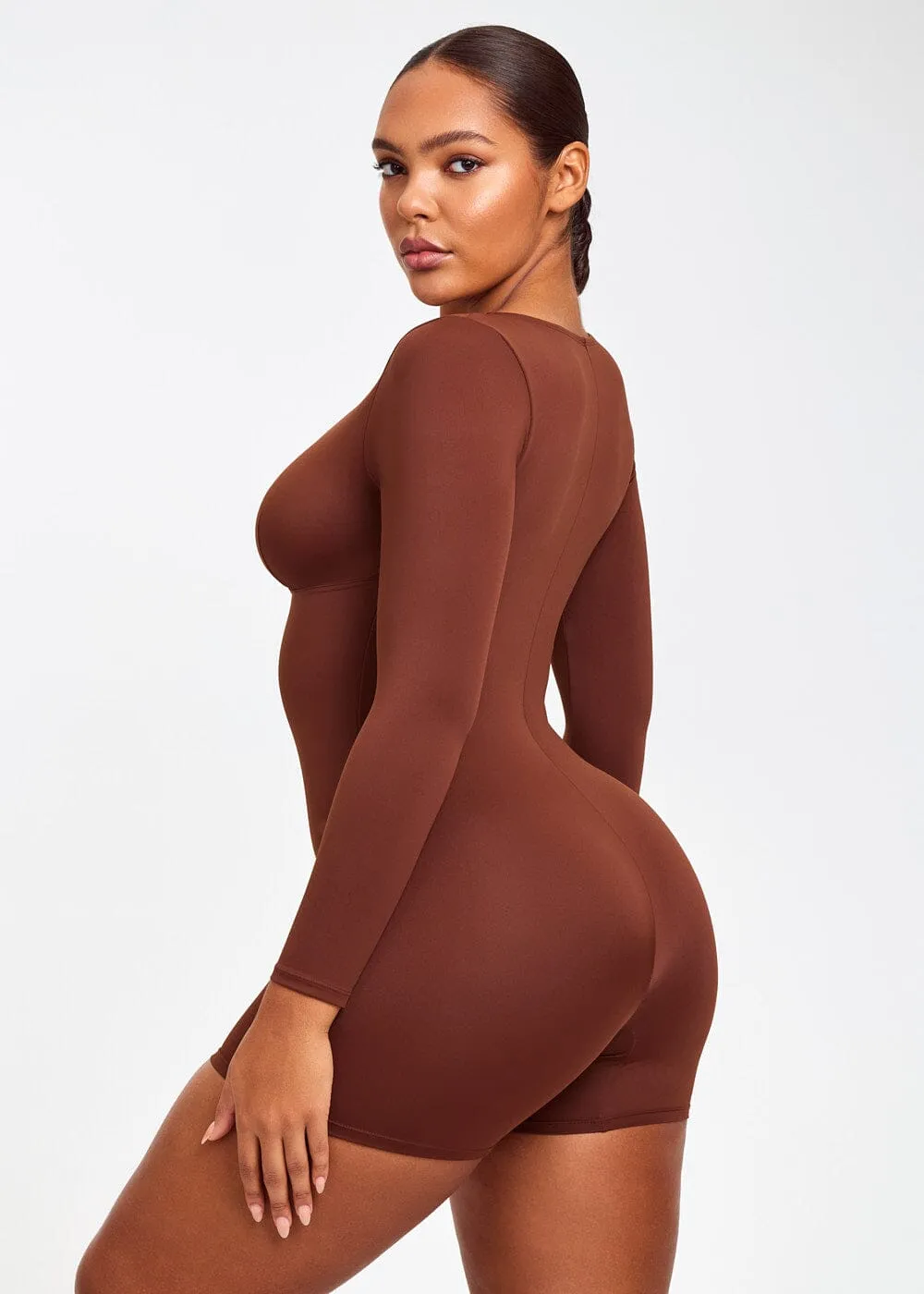 SculptingBodysuit Long Sleeve Plunge Shorts