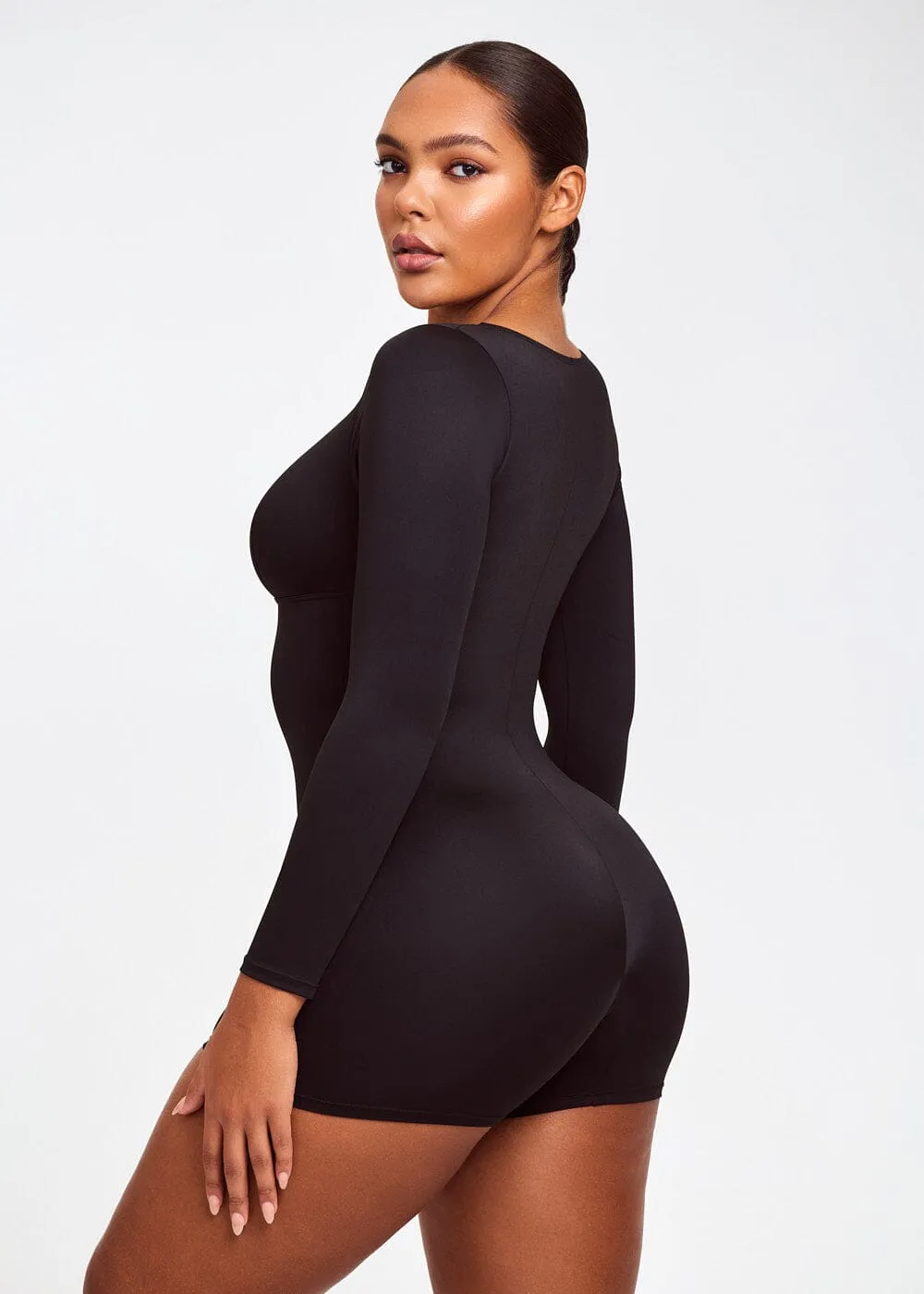 SculptingBodysuit Long Sleeve Plunge Shorts