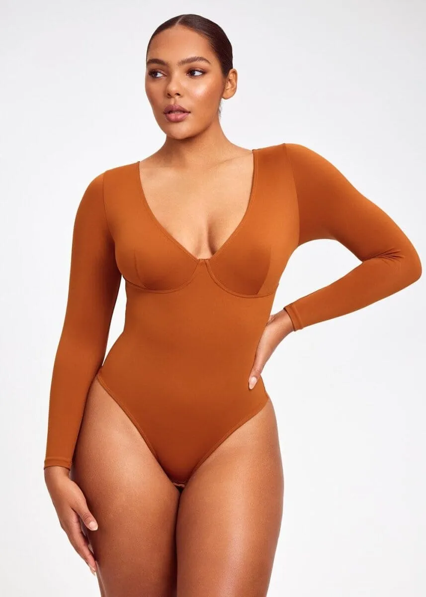 SculptingBodysuit Long Sleeve Plunge Thong