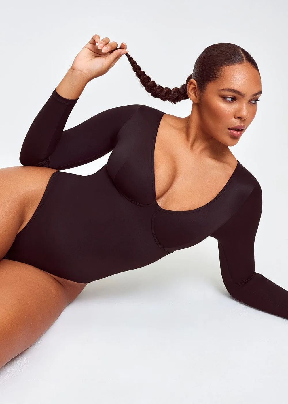 SculptingBodysuit Long Sleeve Plunge Thong