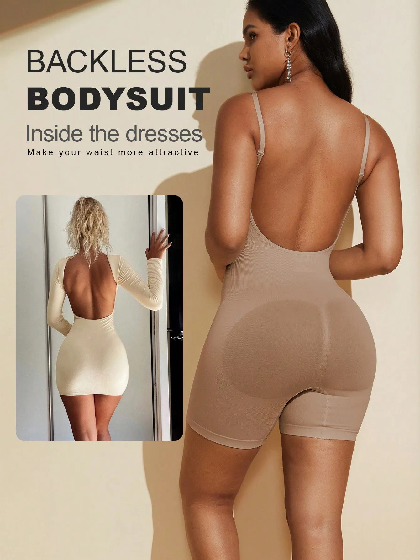 Seamless Tummy Control Backless Body Shaping