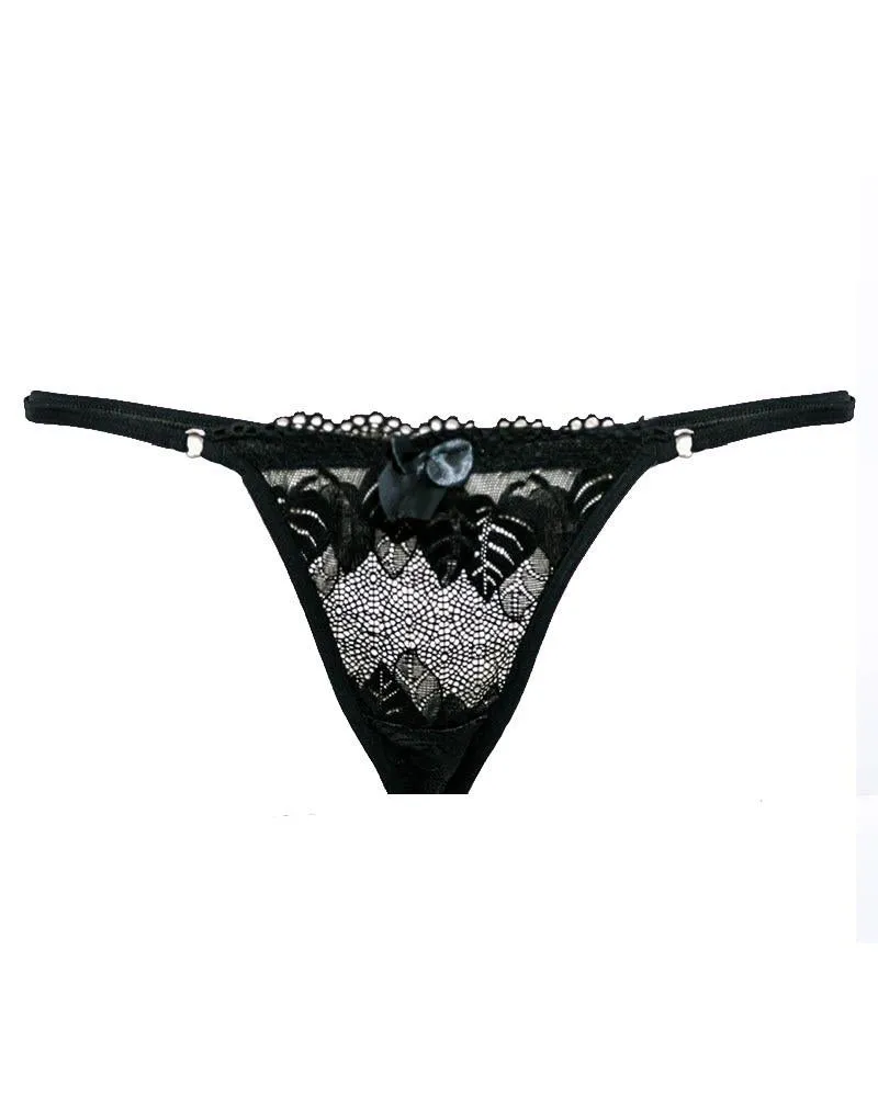 Sexy Leaf Net Panty 9616 - Black Bikini Type Underwear