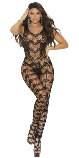 Sexy You Time Black Crochet Footless Bodystocking