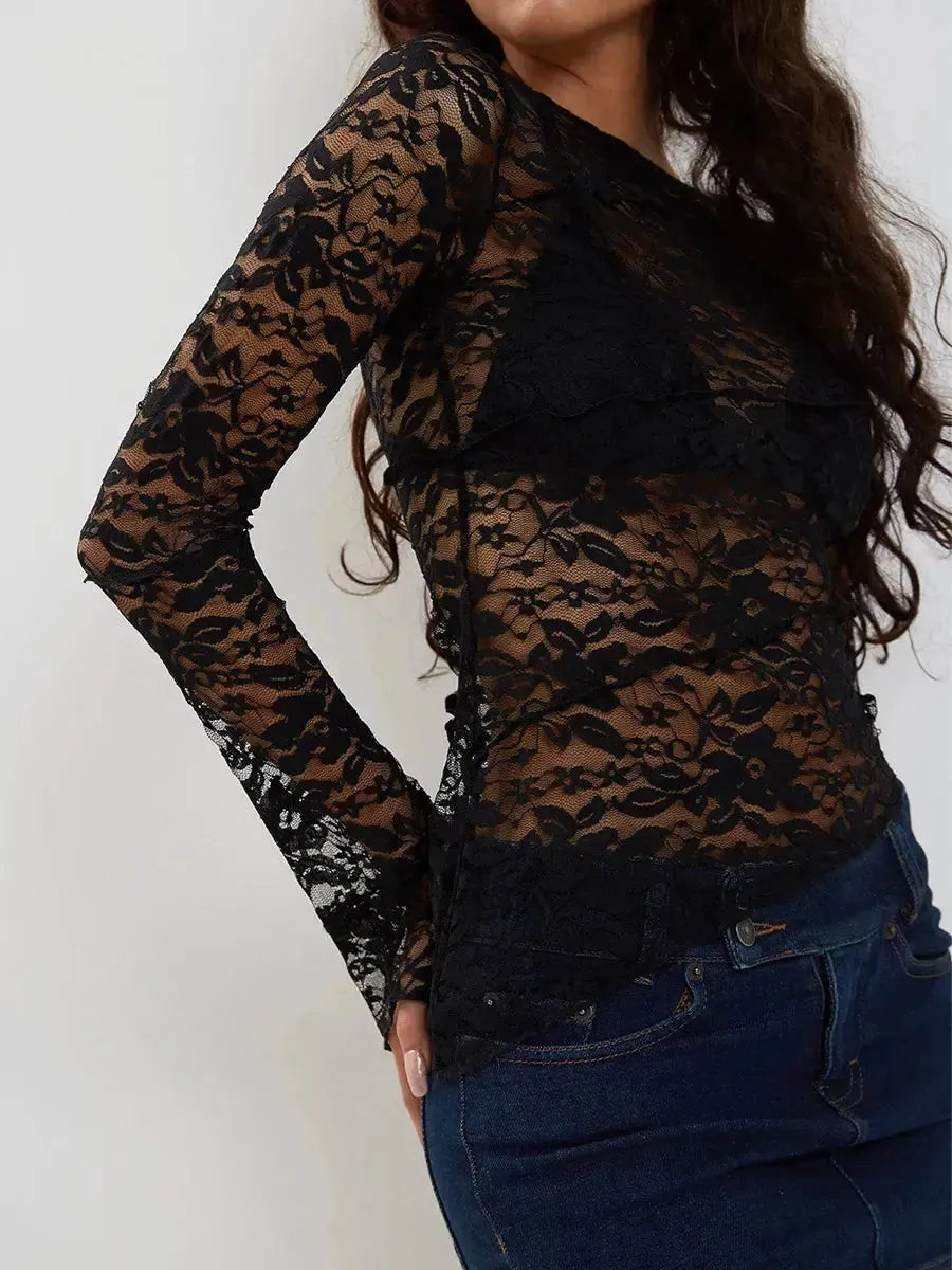 Sheer See Through Crop Top Y2K
