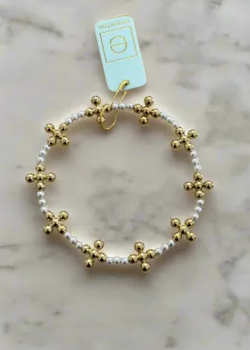 Signature Cross Sincerity Pattern Pearl 3mm Bead Bracelet by e.newton
