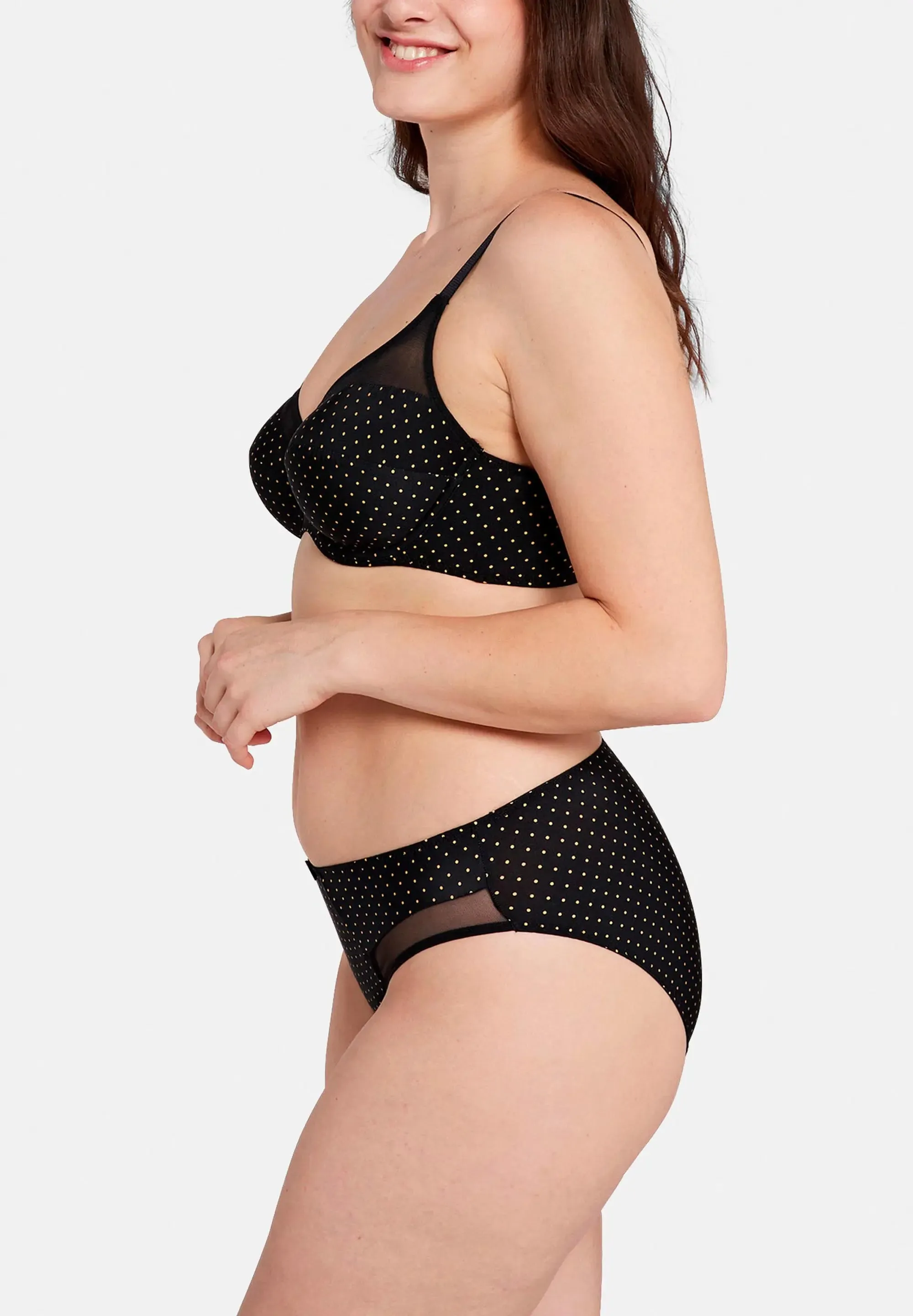 Slip Complice Imprimé Pois Noir & Ocre