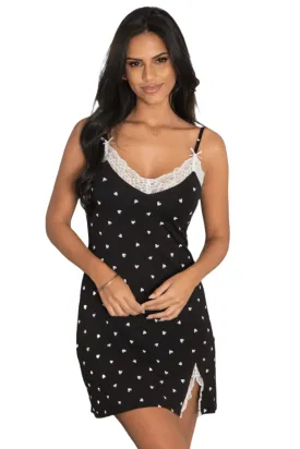 Sofia Love Lace Polka Dot Jersey Spilt Chemise