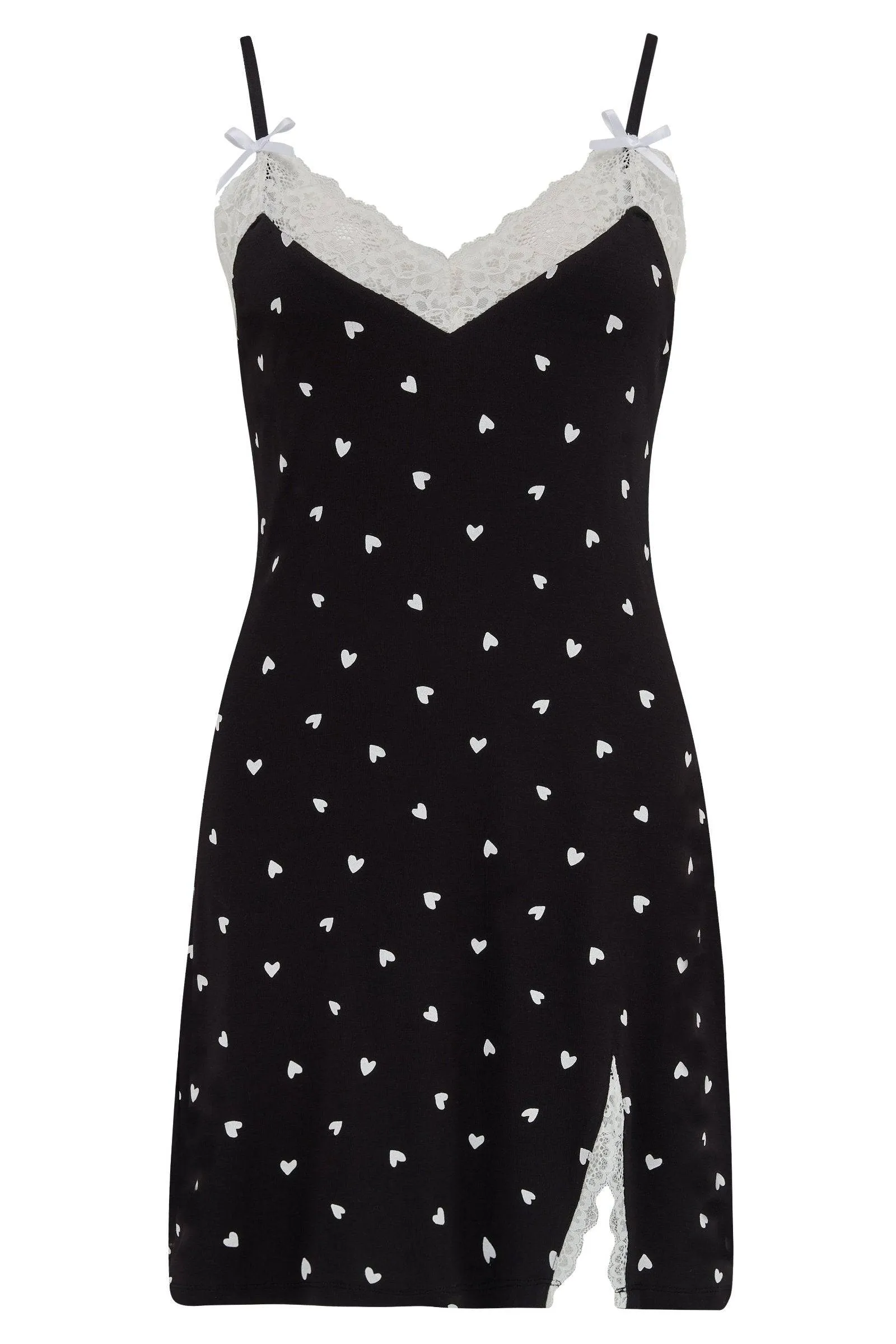 Sofia Love Lace Polka Dot Jersey Spilt Chemise