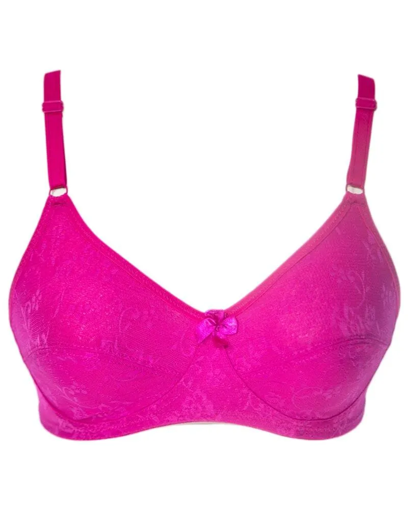 Soft Net Bra - Hot Pink - Non Padded & Non Wired Bra - 735