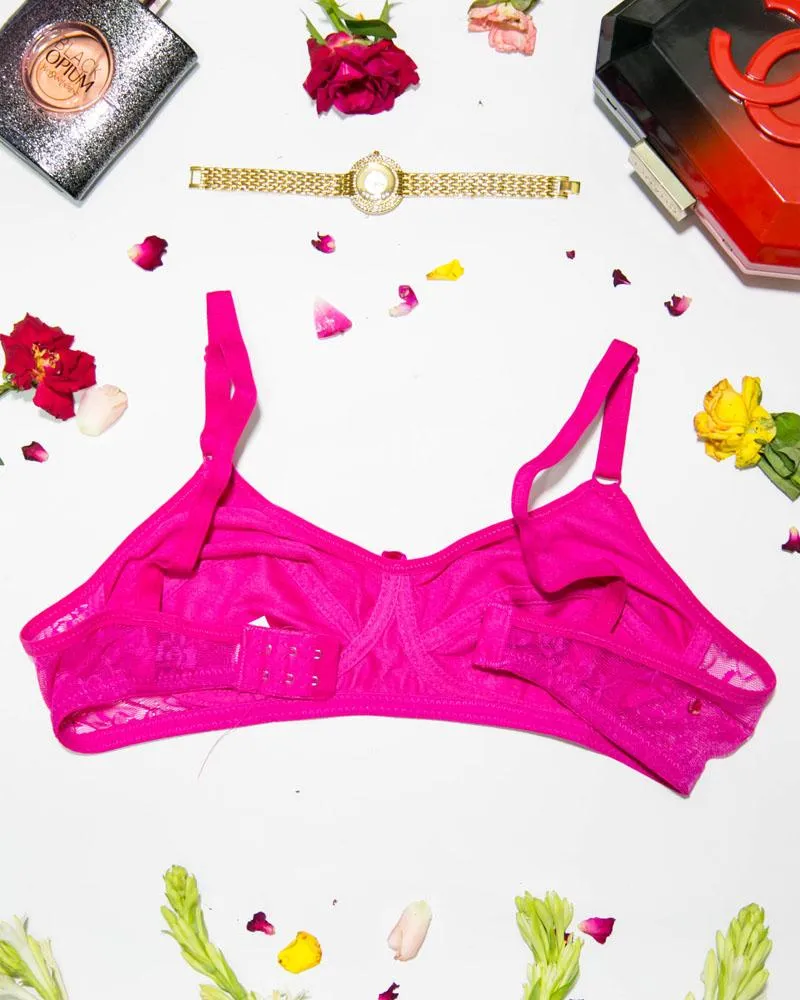 Soft Net Bra - Hot Pink - Non Padded & Non Wired Bra - 735