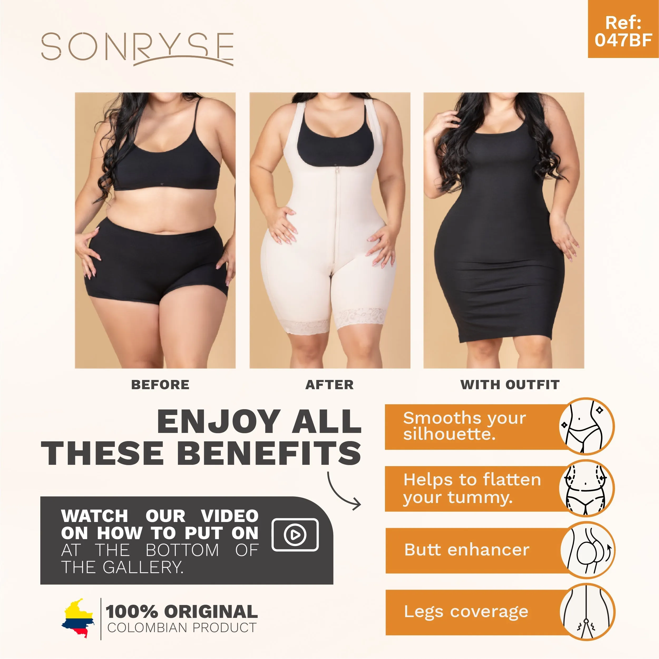 Sonryse 047 Tummy Control Butt Lifter Body Shaper Tummy Control Butt Lifter Body Shaper