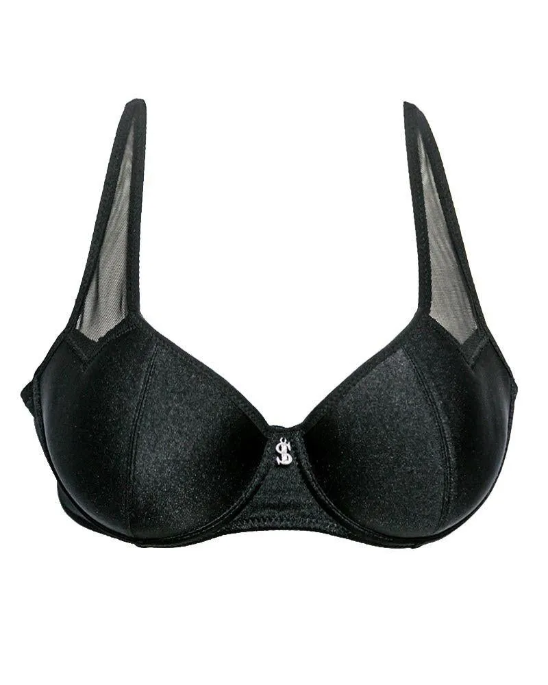 Stylish Bridal SH2031 Silk Bra Black - Single Padded,Under Wired Bra - By Sister Hood