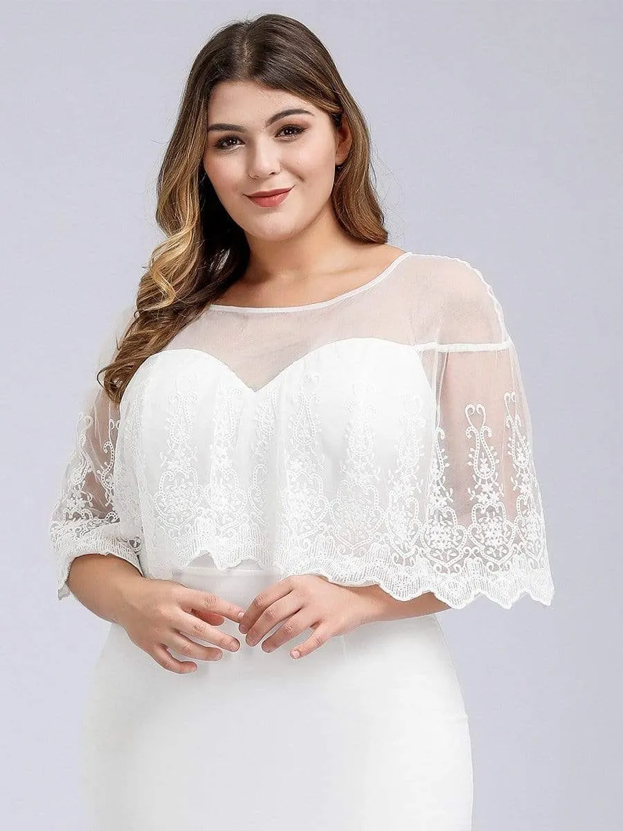 Sweetheart Illusion Neckline Plus Size Wedding Dress With Ruffle Sleeves