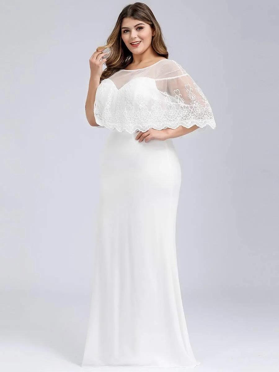 Sweetheart Illusion Neckline Plus Size Wedding Dress With Ruffle Sleeves