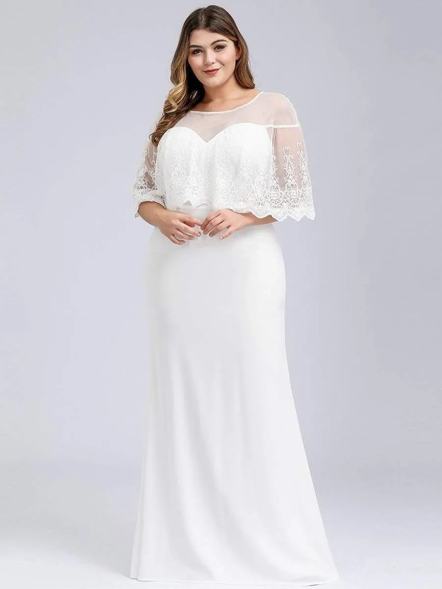Sweetheart Illusion Neckline Plus Size Wedding Dress With Ruffle Sleeves