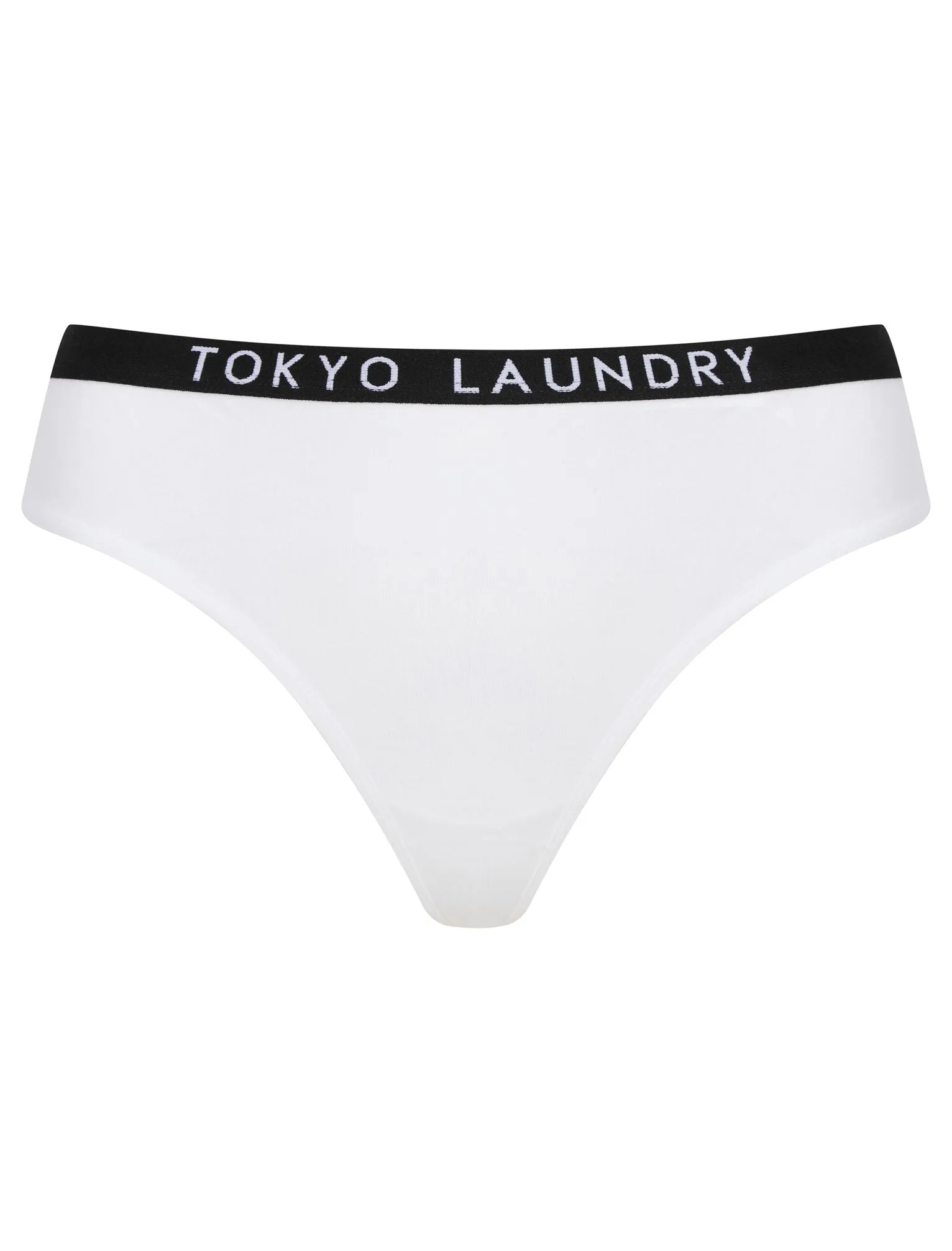 Tilly (5 Pack) Cotton Assorted Thongs in Jet Black / Bright White / Light Grey Marl - Tokyo Laundry