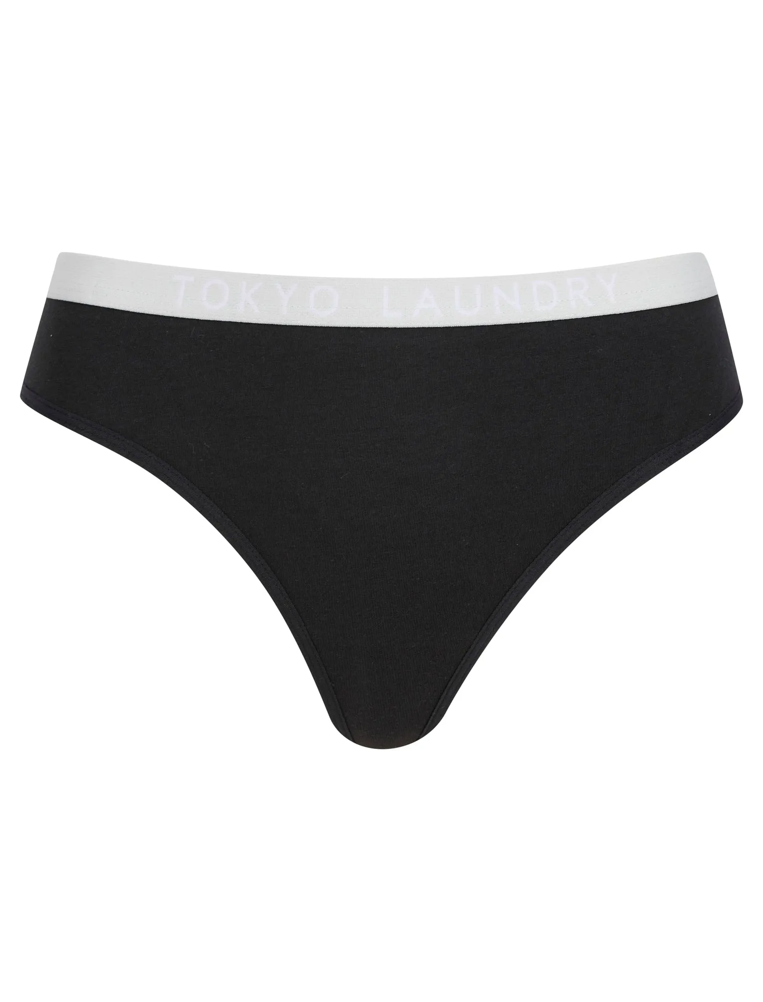 Tilly (5 Pack) Cotton Assorted Thongs in Jet Black / Bright White / Light Grey Marl - Tokyo Laundry