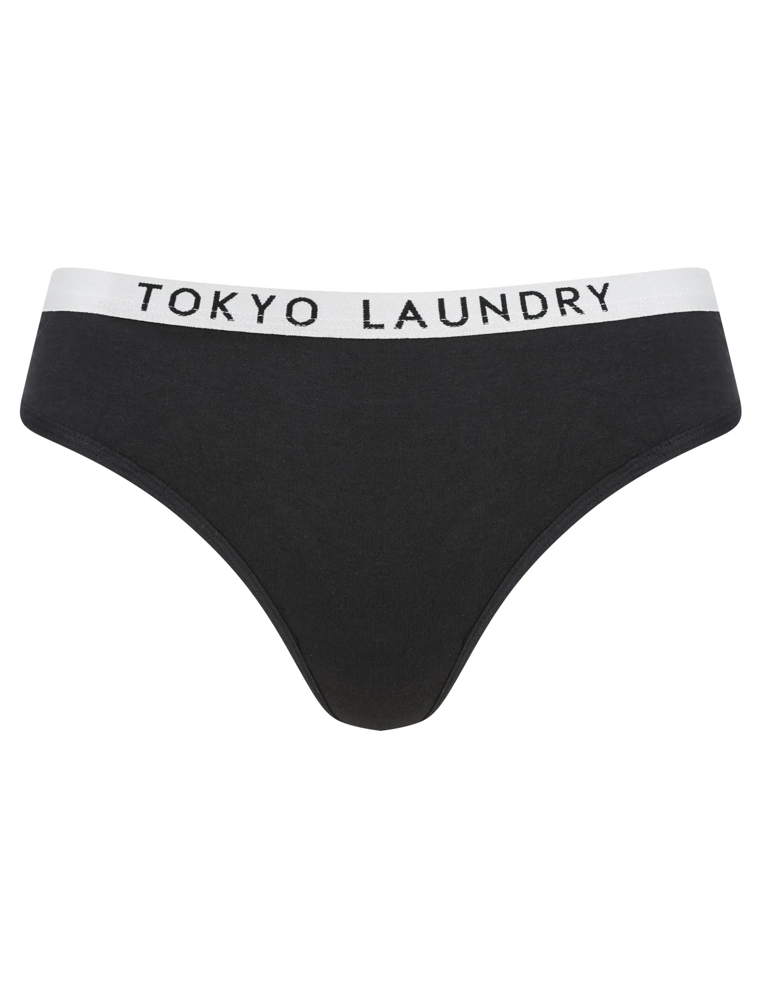 Tilly (5 Pack) Cotton Assorted Thongs in Jet Black / Bright White / Light Grey Marl - Tokyo Laundry