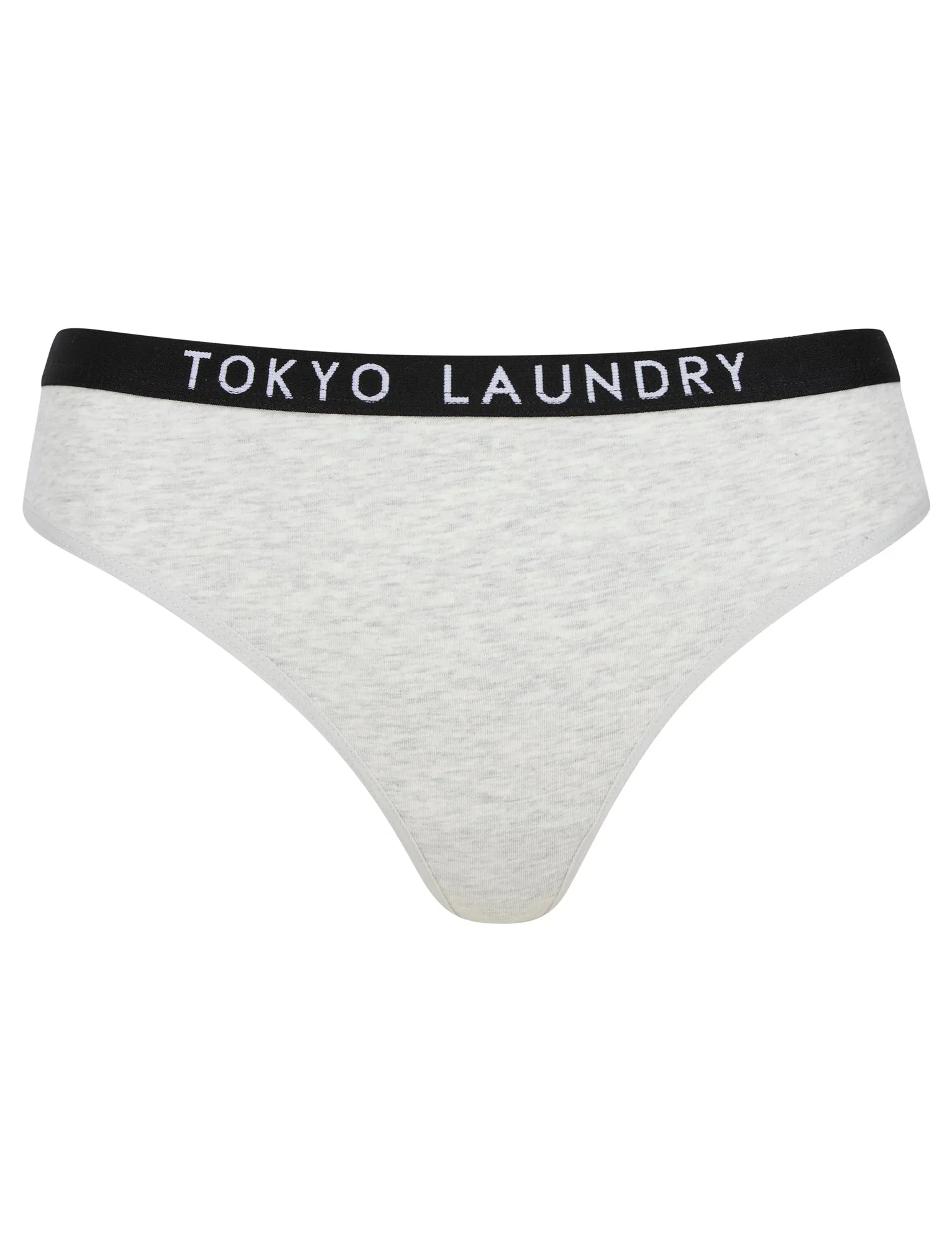 Tilly (5 Pack) Cotton Assorted Thongs in Jet Black / Bright White / Light Grey Marl - Tokyo Laundry