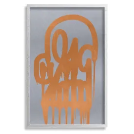 Timeless Skull Metallic Bronze Silver Metallic Silkscreen Print by Katsu