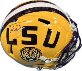 Tyrann Mathieu Autographed "Honey Badger" LSU Replica Full Size Helmet