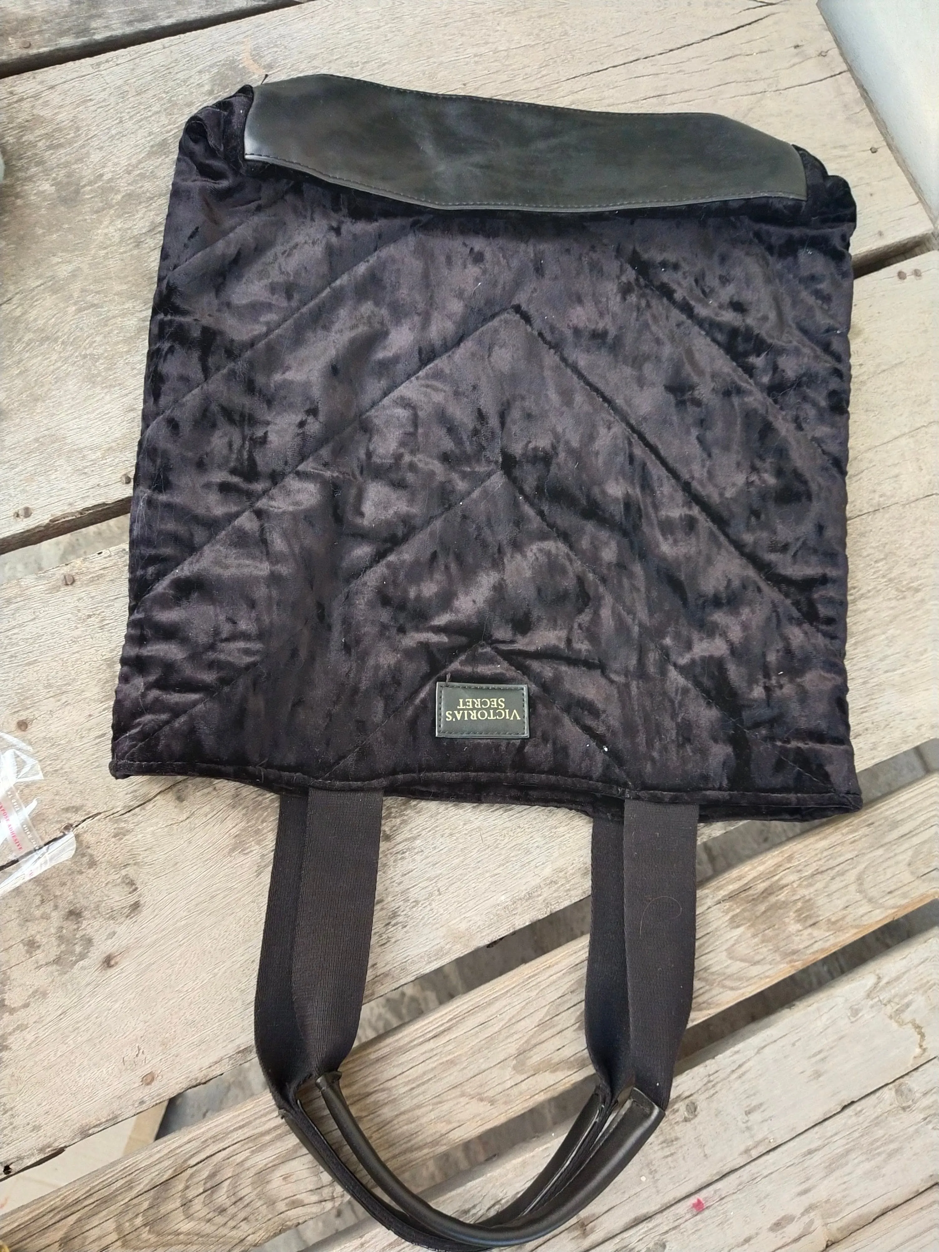 Victoria's Secret Tote Black Velvet Weekend/Travel Bag