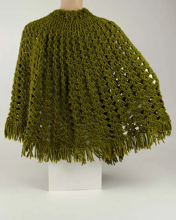 Vintage Lacy Shells Poncho Crochet Pattern