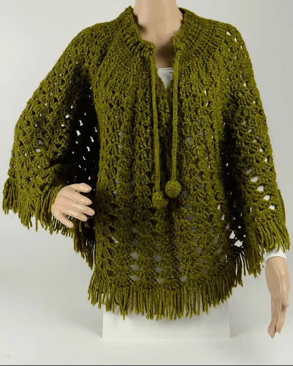 Vintage Lacy Shells Poncho Crochet Pattern