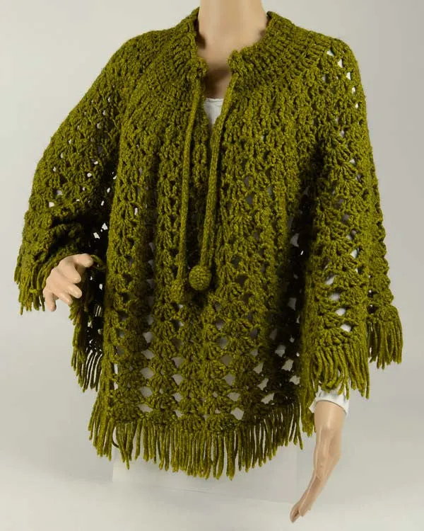 Vintage Lacy Shells Poncho Crochet Pattern
