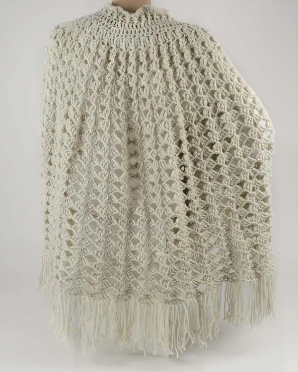 Vintage Lacy Shells Poncho Crochet Pattern