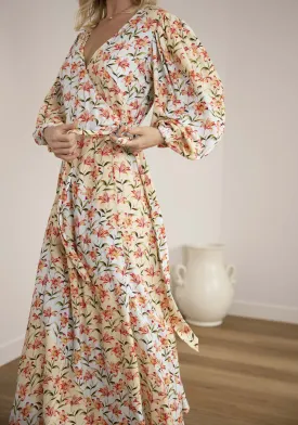 Waterlily Spliced Floral Maxi Wrap Dress