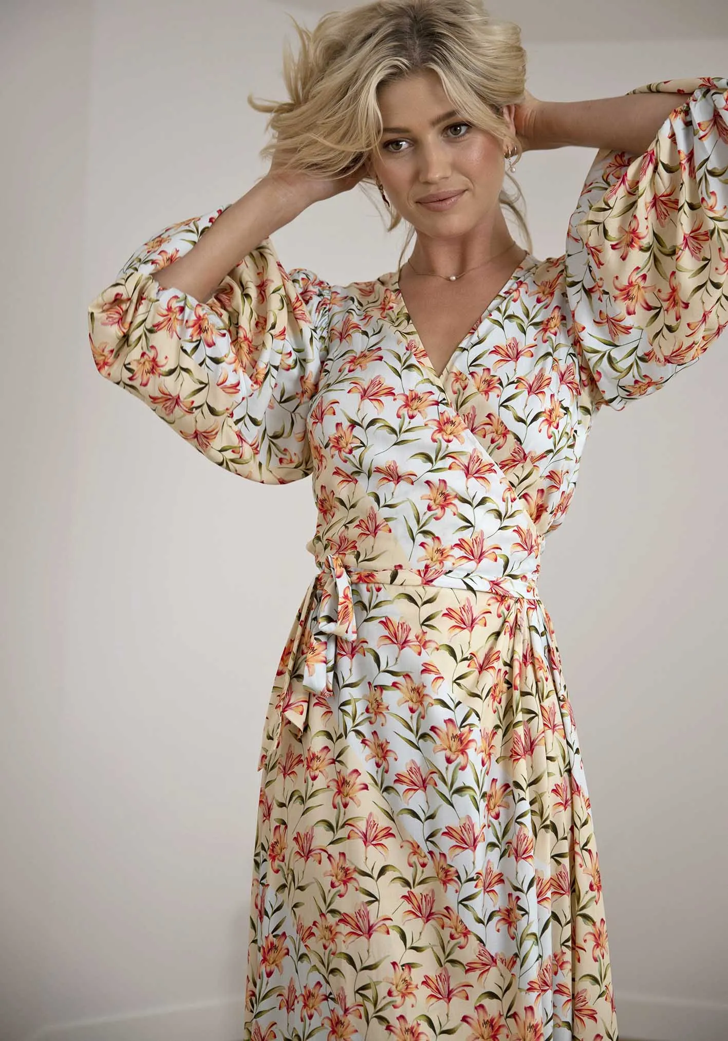 Waterlily Spliced Floral Maxi Wrap Dress