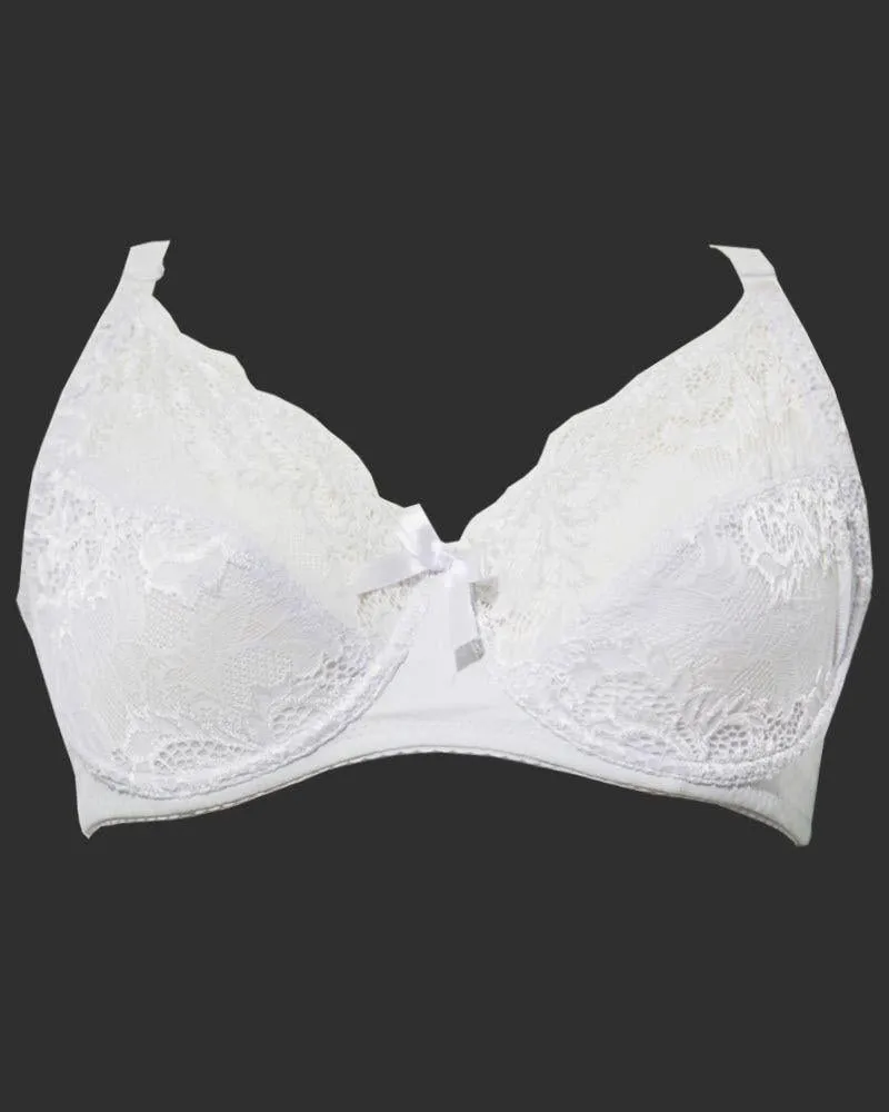 White Bridal Bra , Non Padded - Under Wired Bra - Yadaili