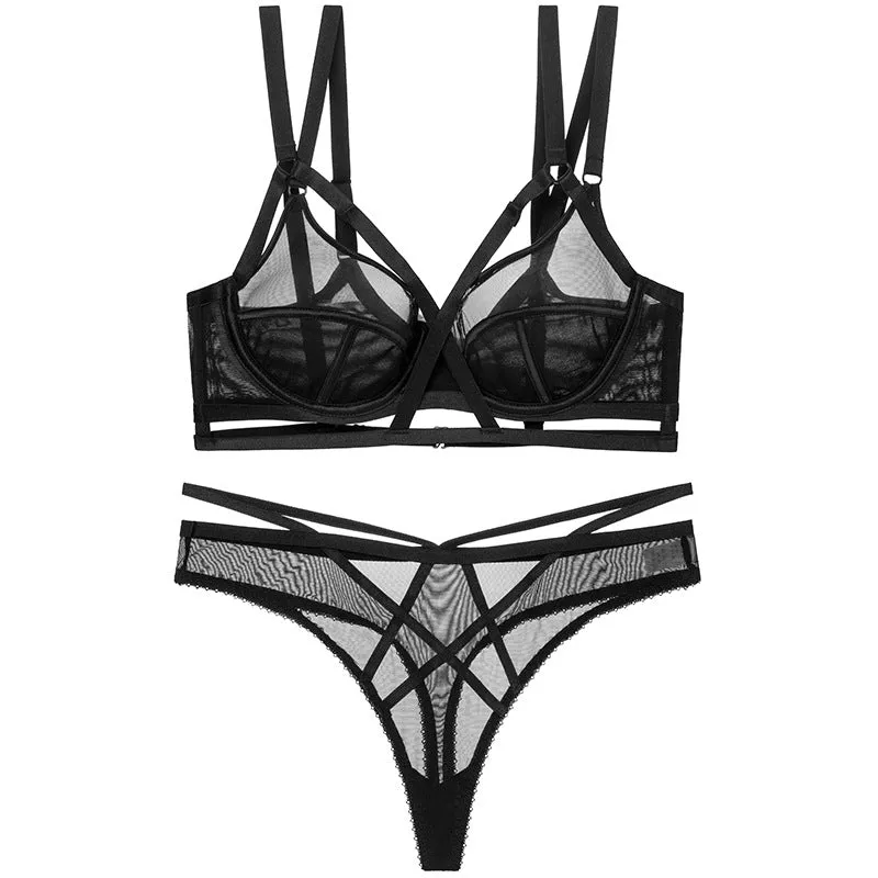 Women foreign trade strappy underwear, thin, slim, sexy, ultra-thin, high-end women's bra set, lace bra