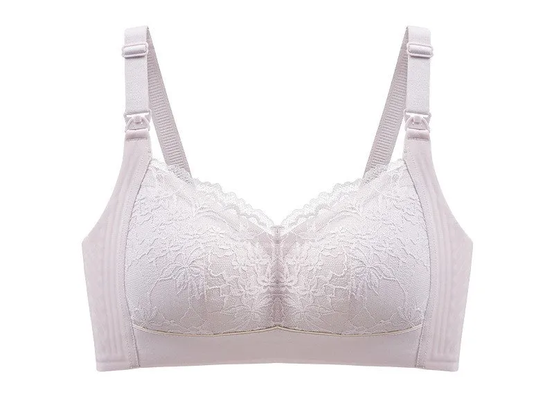 Women tea fiber wire-free push-up nursing bra with open buckle during pregnancy and lactation, maternity bra for large breasts, small and thin