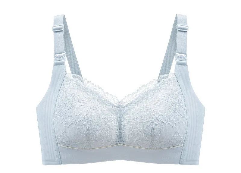 Women tea fiber wire-free push-up nursing bra with open buckle during pregnancy and lactation, maternity bra for large breasts, small and thin