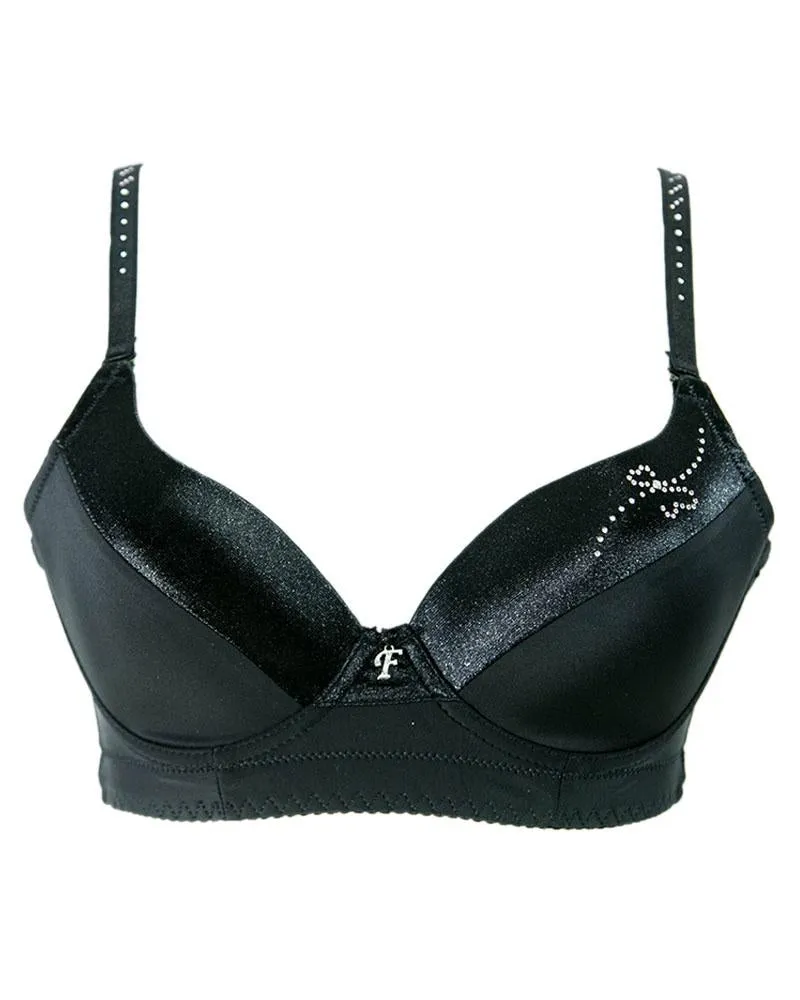 Women's Black Perfectly Fit Deep V Padded up Flourish Bra, Comfort Soft Push up Bra - Single Padded Bra - FL722