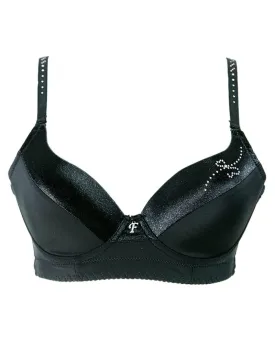 Women's Black Perfectly Fit Deep V Padded up Flourish Bra, Comfort Soft Push up Bra - Single Padded Bra - FL722