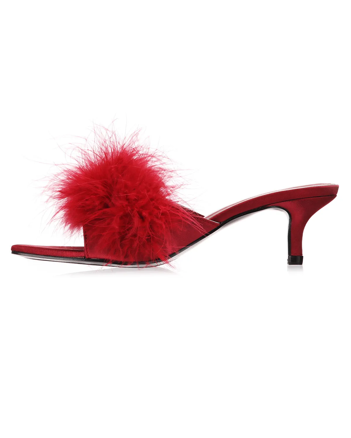 Women's Mona Marabou Hard Sole Slender Heel Slipper